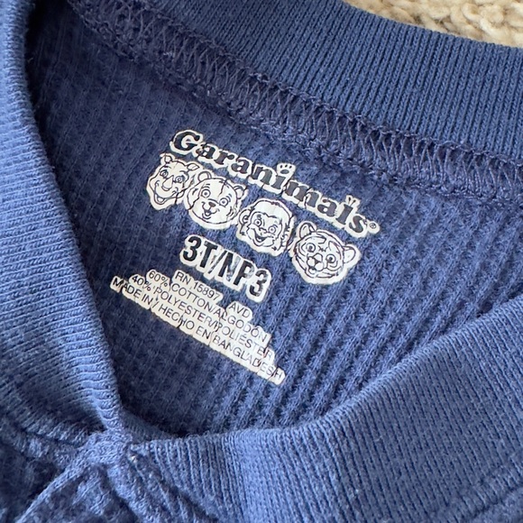 Garanimals Toddler Boys blue Thermal henley Long Sleeve Shirt, Size 3T - Picture 5 of 7
